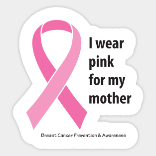 Breast cancer ribbon for mother, with black type Sticker